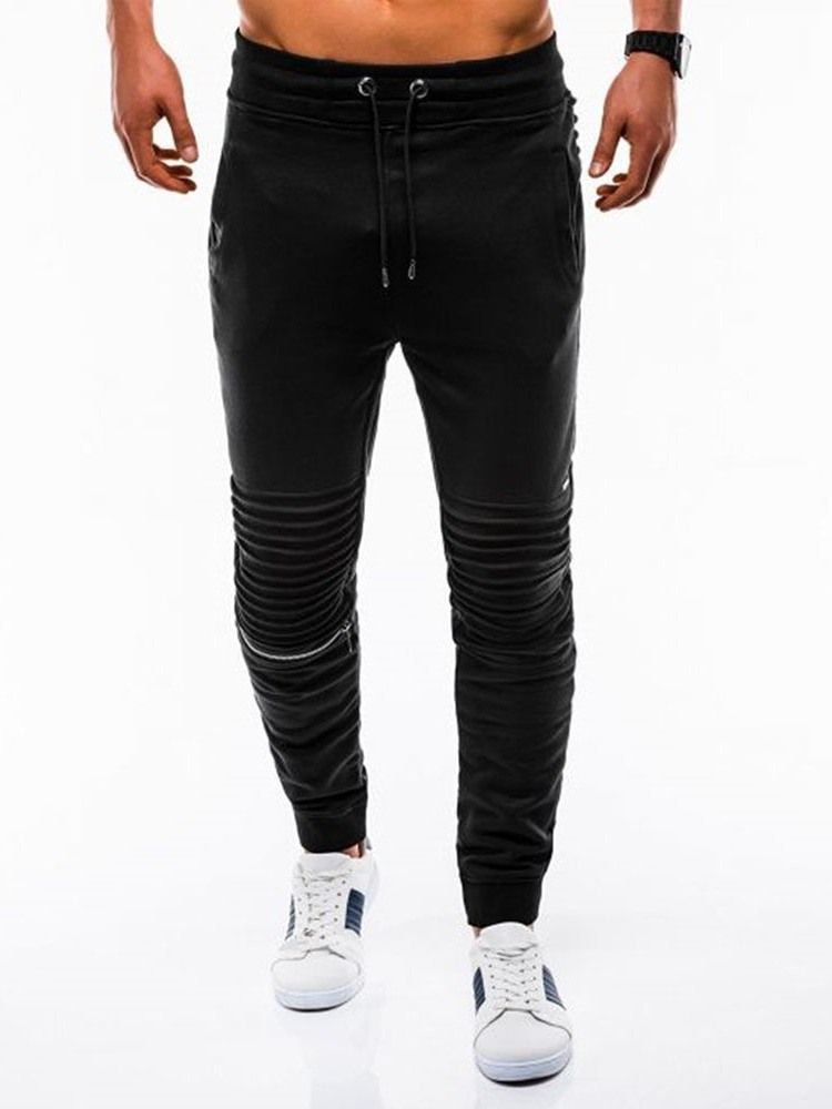 Plain Pocket Mid Waist Herren Freizeithose