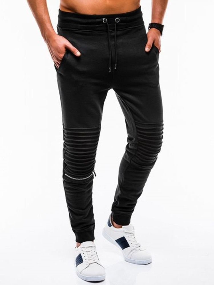 Plain Pocket Mid Waist Herren Freizeithose