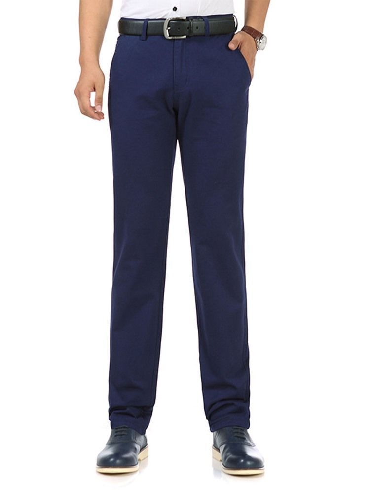 Plain Straight Loose Casual Herren Chinohose