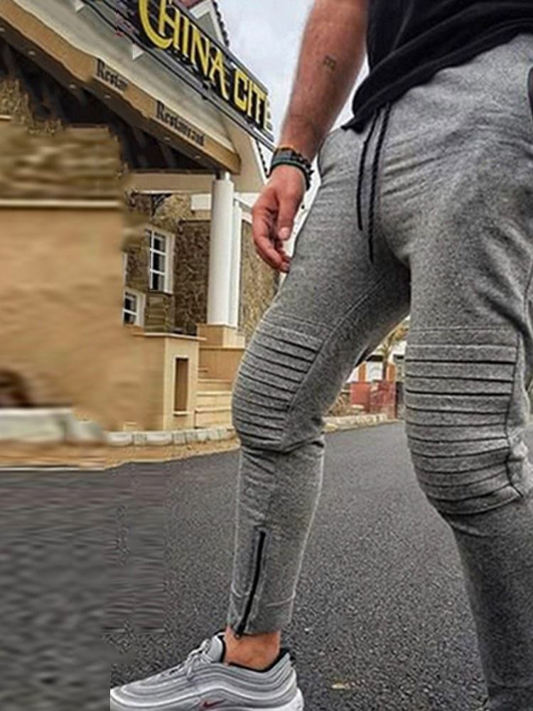 Plissierte Herren Freizeithose Mit Mittlerer Taille Zum Schnüren