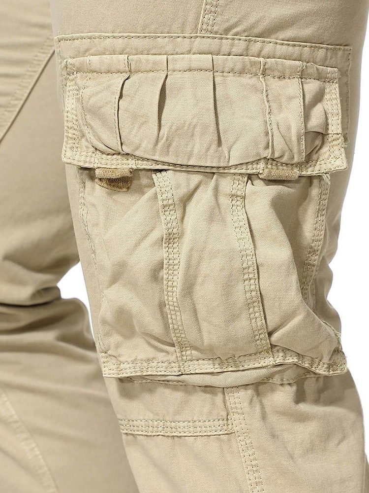 Pocket Overall Plain Zipper Herren Freizeithose