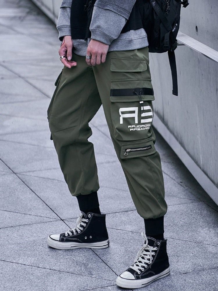 Pocket Pencil Pants Mid Waist Hip Hop Casual Herrenhosen