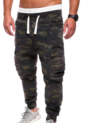 Print Camouflage Straight Mid Waist Herren Freizeithose