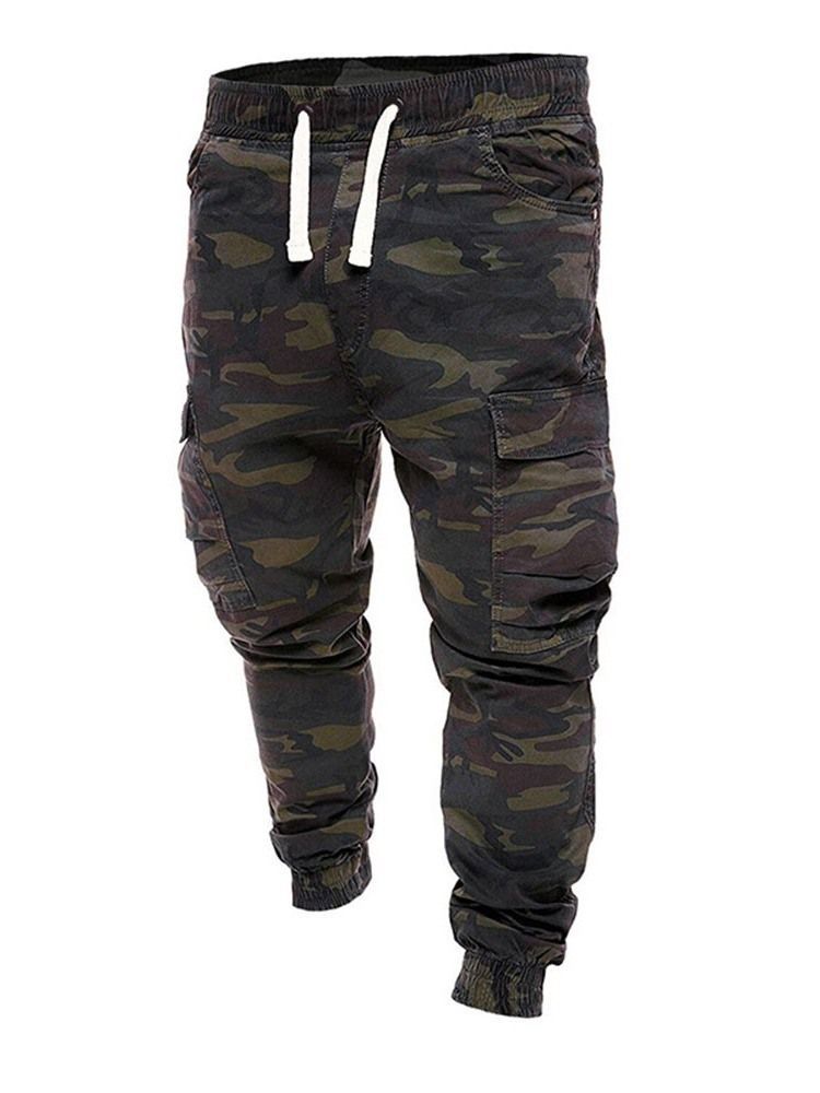 Print Camouflage Straight Mid Waist Herren Freizeithose