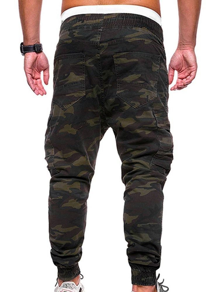 Print Camouflage Straight Mid Waist Herren Freizeithose