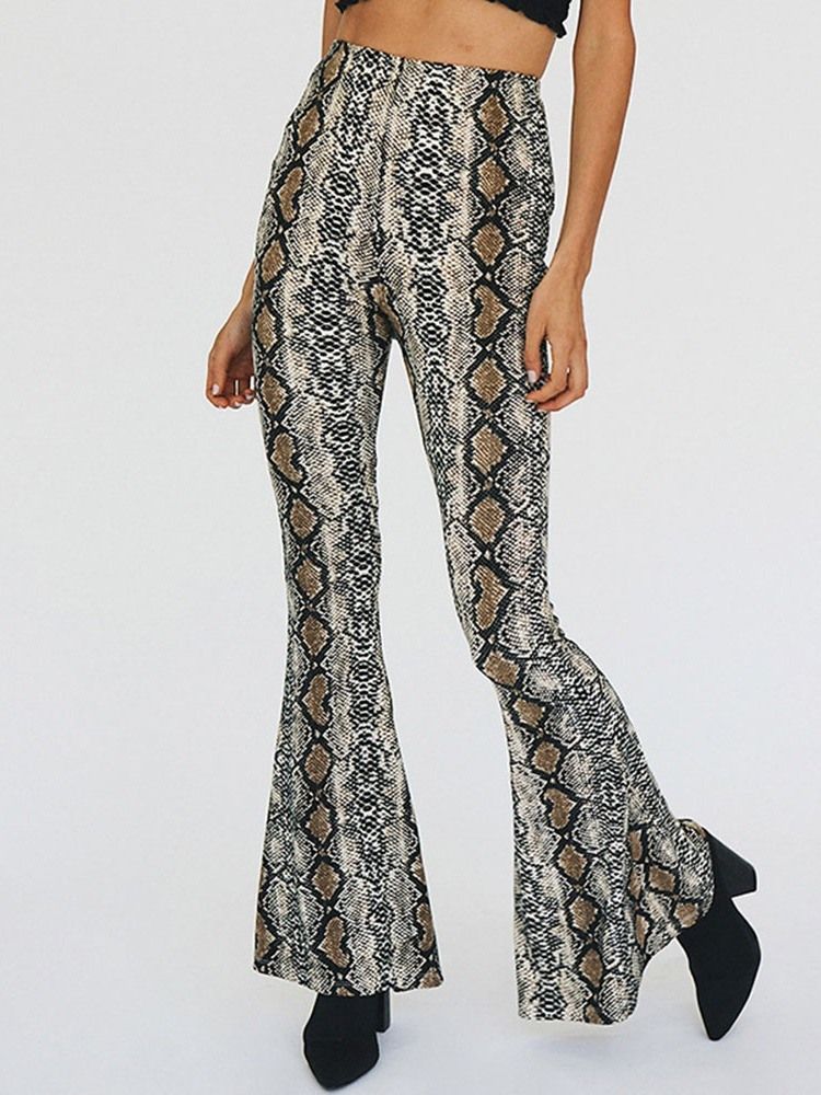 Print Serpentine Slim Full Length Bellbottoms Damen Freizeithosen