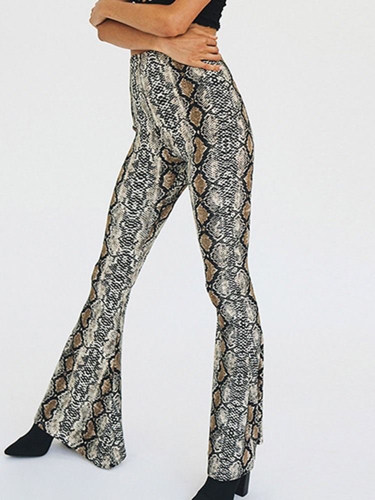 Print Serpentine Slim Full Length Bellbottoms Damen Freizeithosen