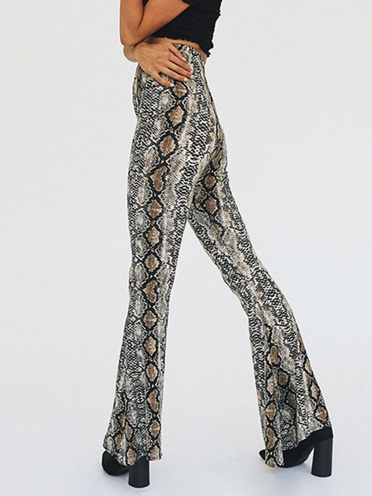 Print Serpentine Slim Full Length Bellbottoms Damen Freizeithosen