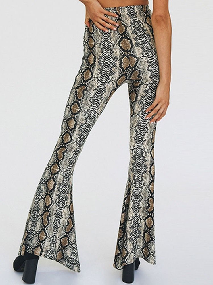 Print Serpentine Slim Full Length Bellbottoms Damen Freizeithosen