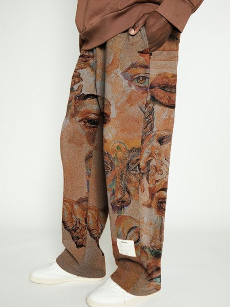 Print Straight Animal Mid Waist Casual Herrenhose