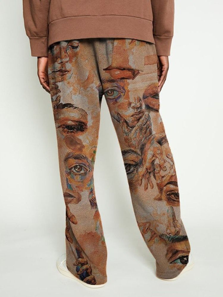 Print Straight Animal Mid Waist Casual Herrenhose