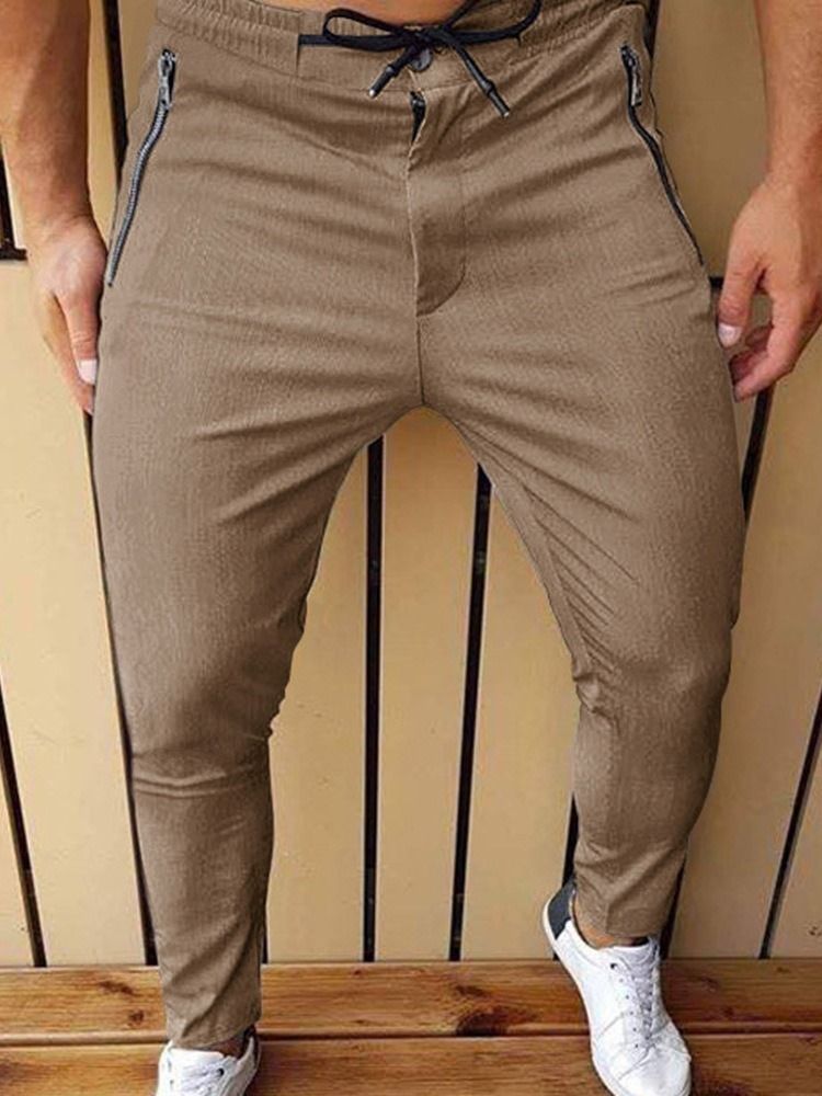 Reißverschluss Bleistifthose Mid Waist Herren Freizeithose