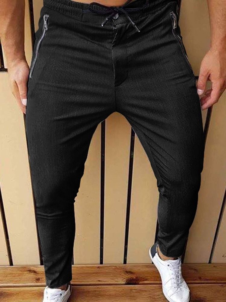 Reißverschluss Bleistifthose Mid Waist Herren Freizeithose