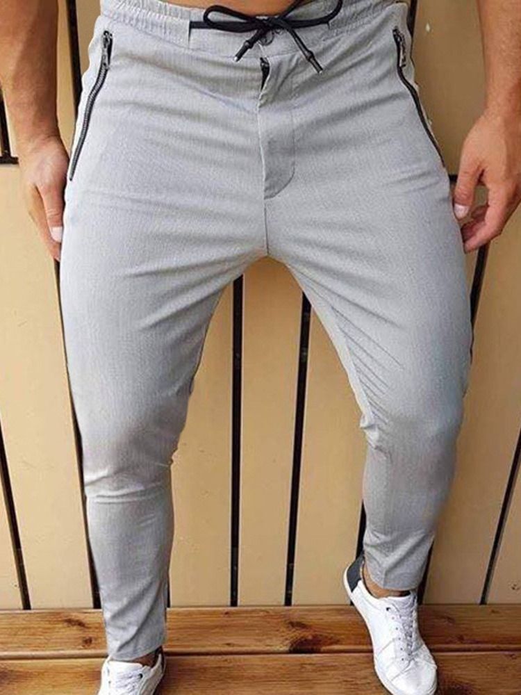 Reißverschluss Bleistifthose Mid Waist Herren Freizeithose