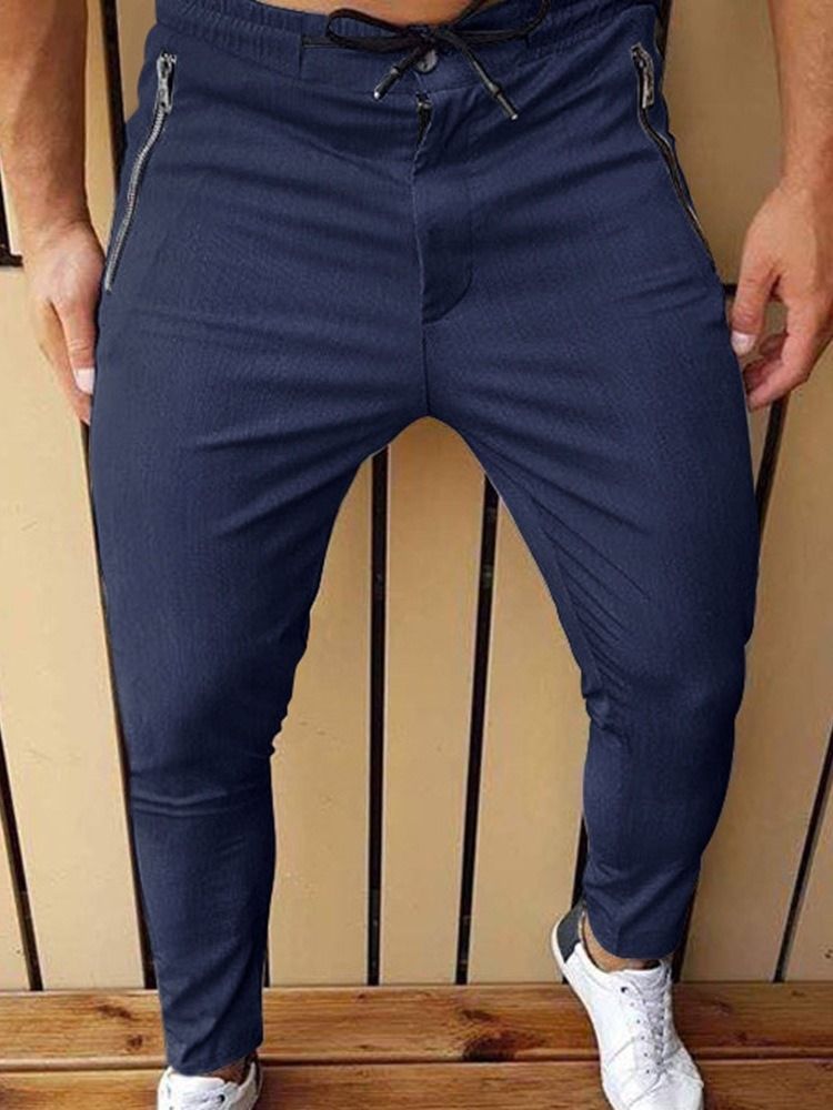 Reißverschluss Bleistifthose Mid Waist Herren Freizeithose