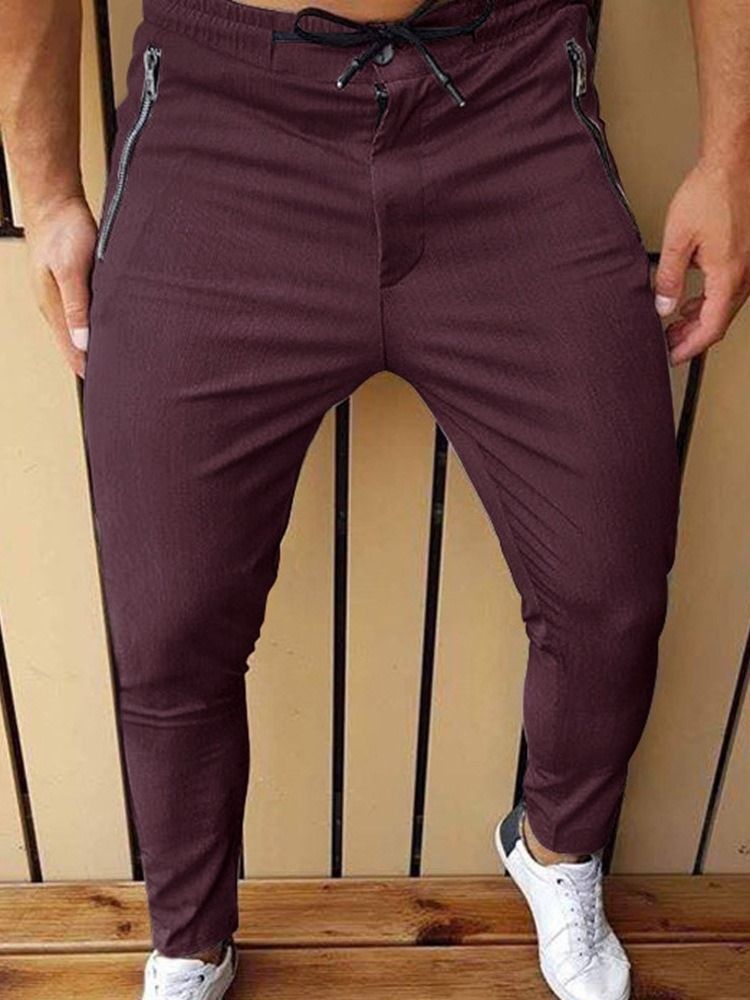 Reißverschluss Bleistifthose Mid Waist Herren Freizeithose