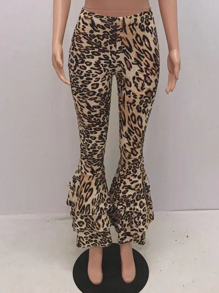 Schlanke 3d Leopard Schlaghose Für Damen In Voller Länge Freizeithose