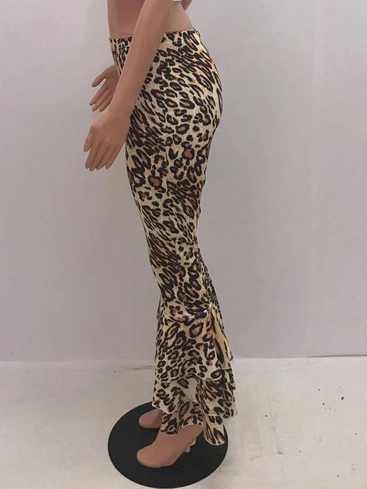 Schlanke 3d Leopard Schlaghose Für Damen In Voller Länge Freizeithose