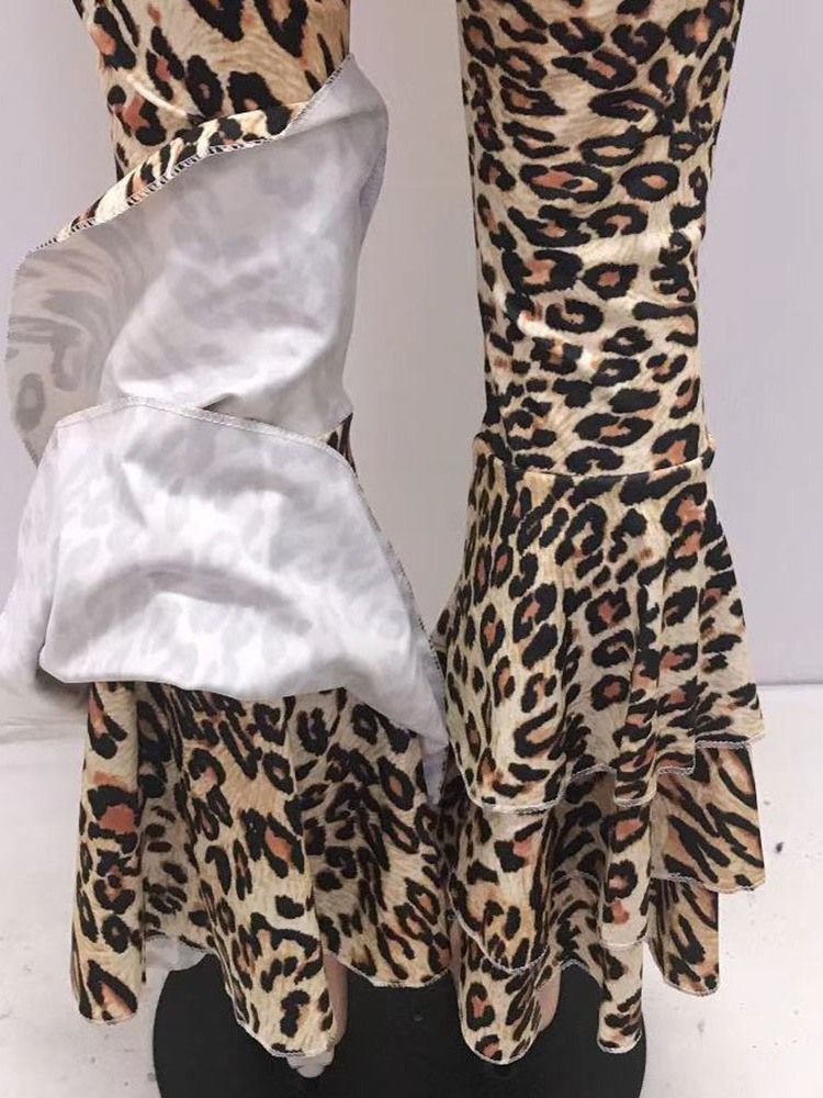 Schlanke 3d Leopard Schlaghose Für Damen In Voller Länge Freizeithose