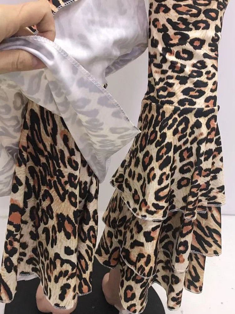 Schlanke 3d Leopard Schlaghose Für Damen In Voller Länge Freizeithose