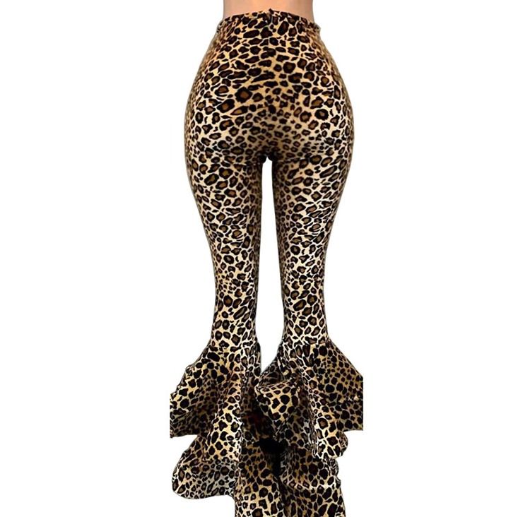 Schlanke 3d Leopard Schlaghose Für Damen In Voller Länge Freizeithose