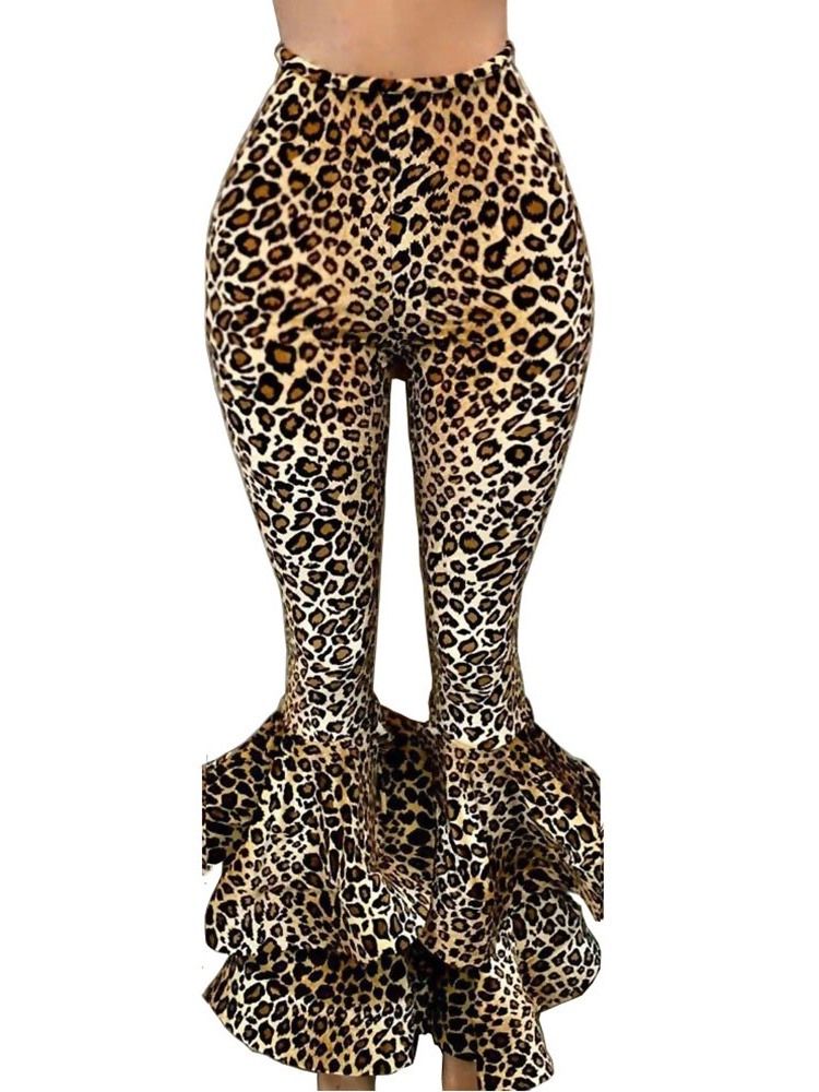 Schlanke 3d Leopard Schlaghose Für Damen In Voller Länge Freizeithose