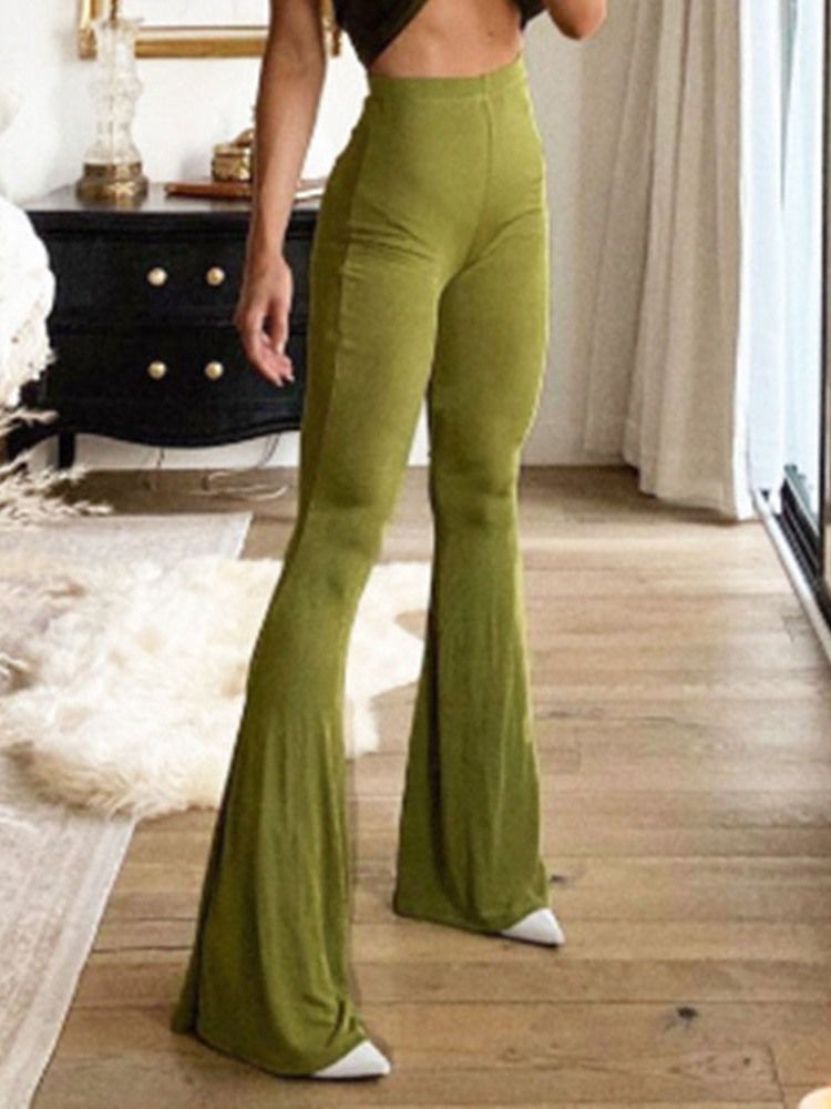 Slim Patchwork Plain Bellbottoms In Voller Länge Beiläufige Damenhosen