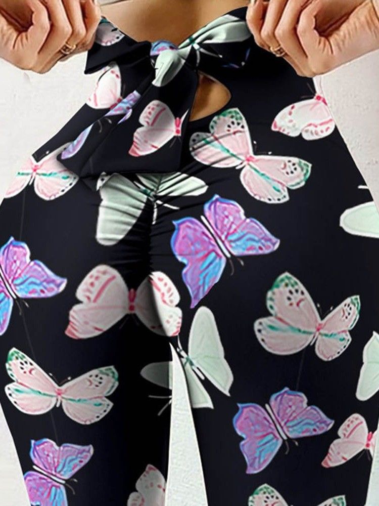 Slim Print Pencil Pants In Voller Länge Damen Freizeithosen