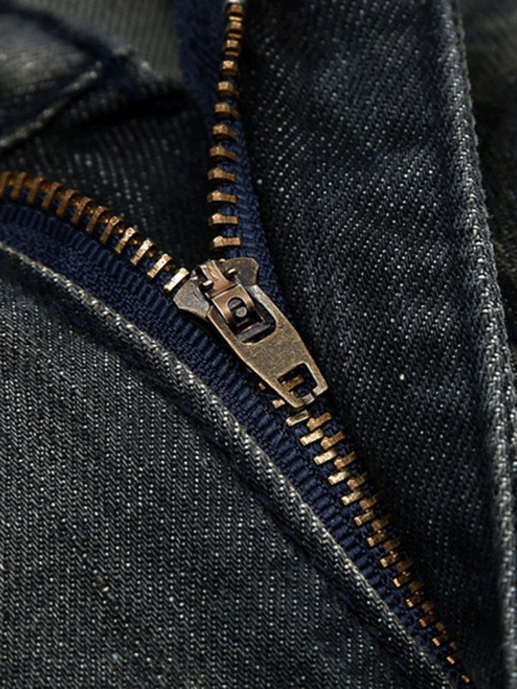 Straight Denim Holes Medal Patched Unique Herrenhose