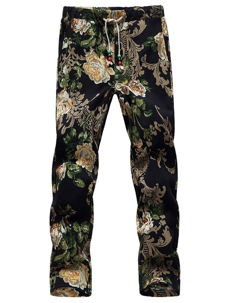 Thin Print Color Block Mid Waist Herren Freizeithose