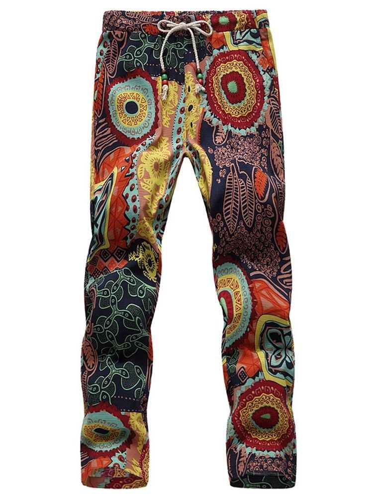 Thin Print Color Block Mid Waist Herren Freizeithose