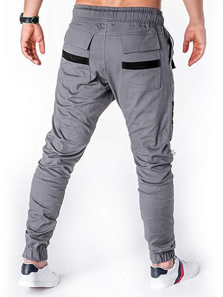 Zipper Farbblock Schnürung Low Waist Herren Freizeithose