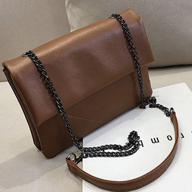 Pu Plaid Chain Rectangle Schultertaschen