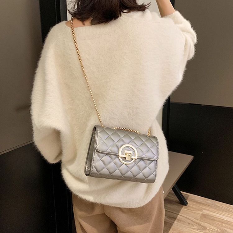 Pu Plaid Thread Rectangle Casual Crossbody Bags