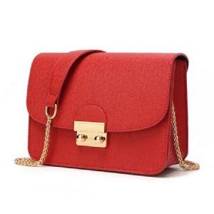 Pu Plain Chain Rectangle Crossbody Damentaschen