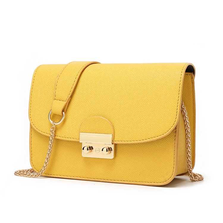 Pu Plain Chain Rectangle Crossbody Damentaschen