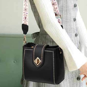 Pu Plain Thread Rectangle Casual Crossbody Bags