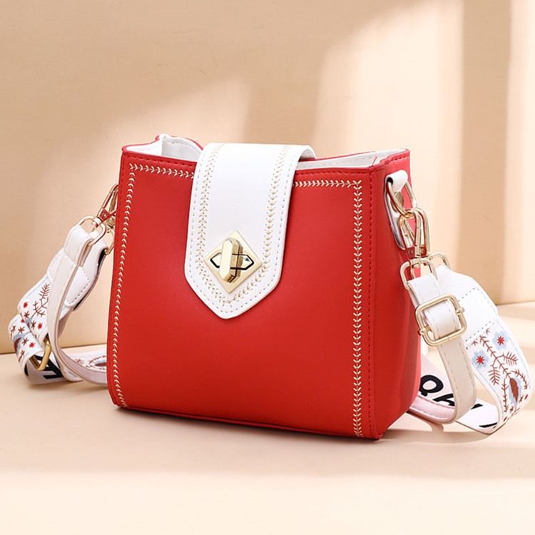 Pu Plain Thread Rectangle Casual Crossbody Bags