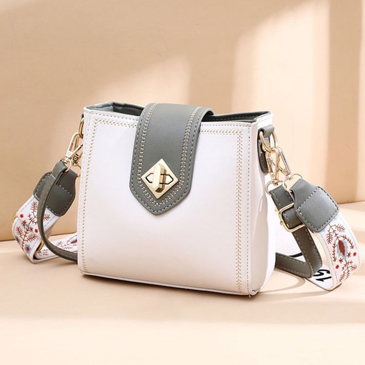 Pu Plain Thread Rectangle Casual Crossbody Bags