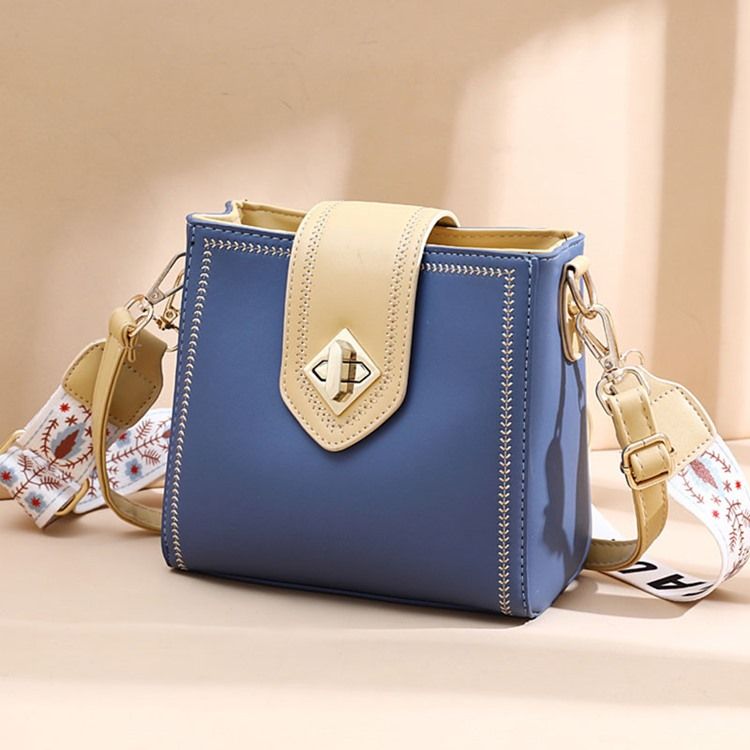 Pu Plain Thread Rectangle Casual Crossbody Bags