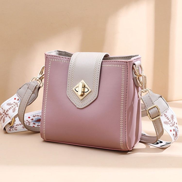 Pu Plain Thread Rectangle Casual Crossbody Bags