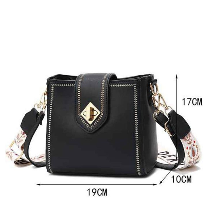 Pu Plain Thread Rectangle Casual Crossbody Bags