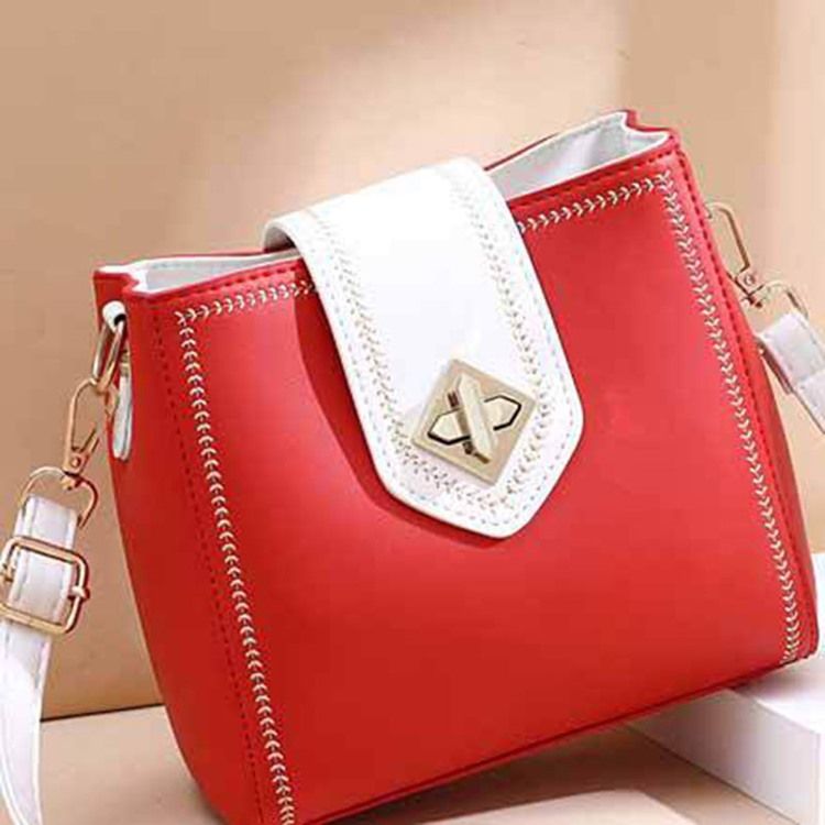 Pu Plain Thread Rectangle Casual Crossbody Bags