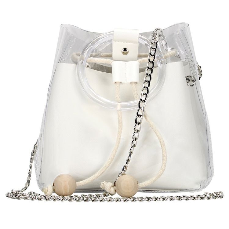 Pvc-plain European Barrel-shaped Crossbody Bags