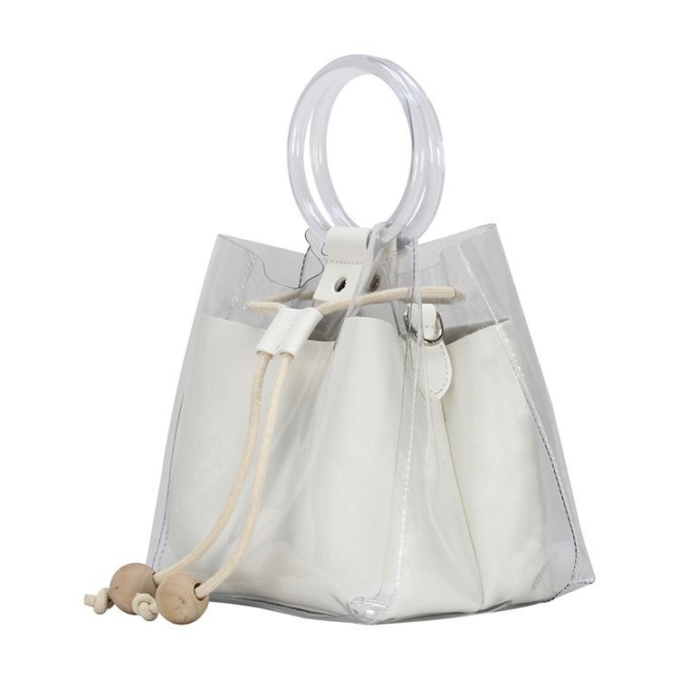 Pvc-plain European Barrel-shaped Crossbody Bags