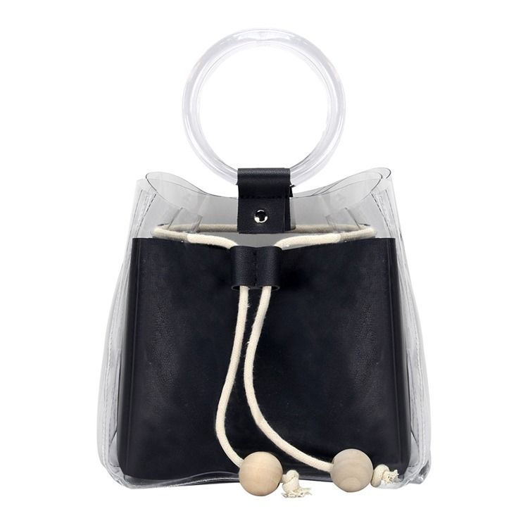 Pvc-plain European Barrel-shaped Crossbody Bags