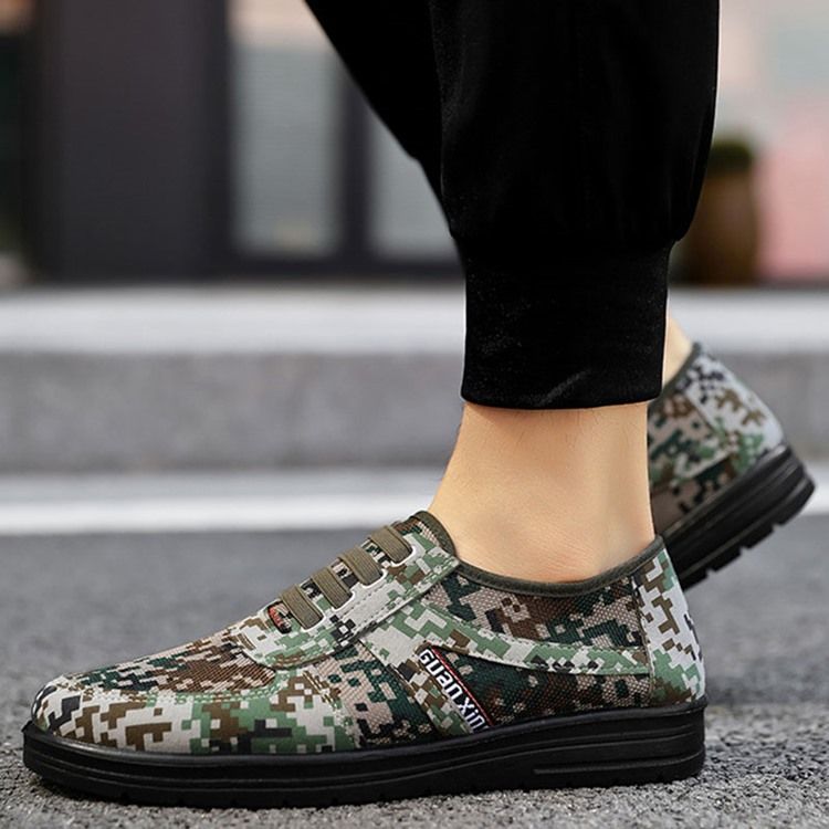 Camouflage Low-cut Upper Round Toe Herren Skateschuhe