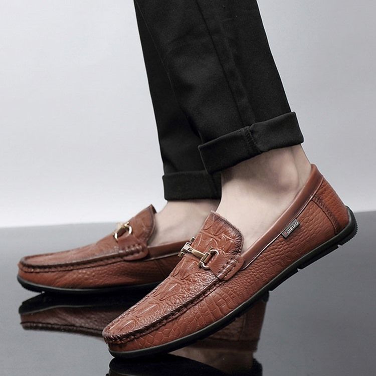 Einfarbige Low-cut Upper Slip-on Round Toe Herren-loafer