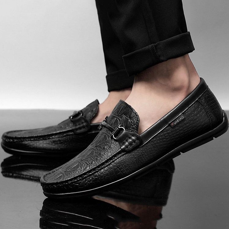 Einfarbige Low-cut Upper Slip-on Round Toe Herren-loafer