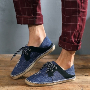 Herren Flache Ferse Patchwork Schnürschuhe Mit Runder Zehenpartie